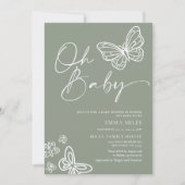 Oh Baby Sage Green Baby shower Invitation Kaart (Voorkant)