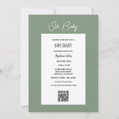 Oh Baby Sage Green Baby shower QR Code Script Kaart (Voorkant)