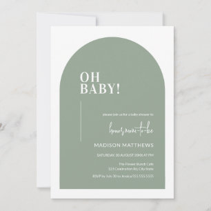 Oh Baby Sage Green Minimal Arch Baby shower Kaart