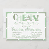 Oh Baby Sage Green Modern Whimsical Baby shower Kaart (Voorkant)