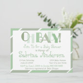 Oh Baby Sage Green Modern Whimsical Baby shower Kaart (Staand voorkant)