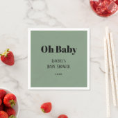 Oh Baby Sage Green Script Bold Modern Baby shower Servet (Insitu)