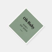 Oh Baby Sage Green Script Bold Modern Baby shower Servet (Hoek)