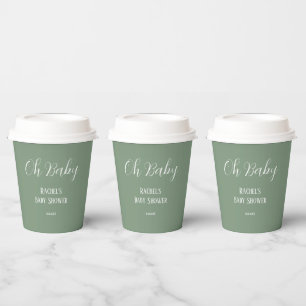 Oh Baby Sage Green Script Schattige Modern Baby sh Papieren Bekers
