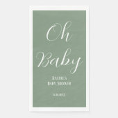 Oh Baby Sage Green Script Schattige Modern Baby sh Servet (Voorkant)