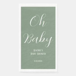 Oh Baby Sage Green Script Schattige Modern Baby sh Servet