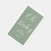 Oh Baby Sage Green Script Schattige Modern Baby sh Servet (Hoek)