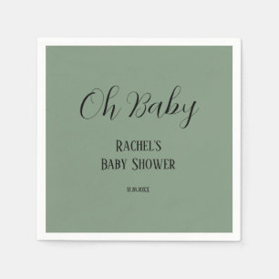 Oh Baby Sage Green Script Schattige Modern Baby sh Servet