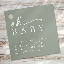 Oh Baby Sage Groen Minimalistisch Baby shower Bedankjes Labels