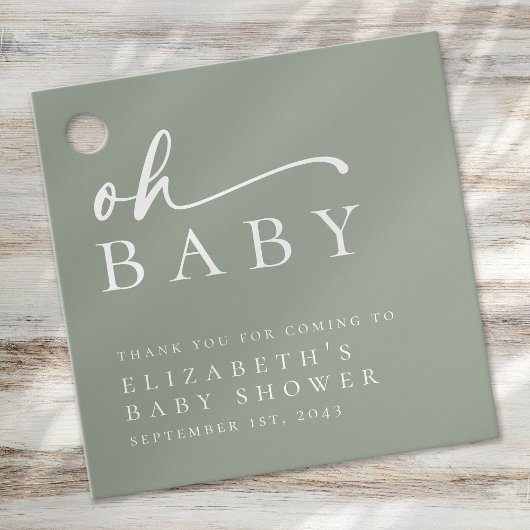 Oh Baby Sage Groen Minimalistisch Baby shower Bedankjes Labels
