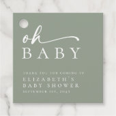 Oh Baby Sage Groen Minimalistisch Baby shower Bedankjes Labels (Voorkant)