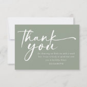 Oh Baby Sage Groen Minimalistisch Baby shower Bedankkaart (Voorkant)