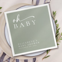 Oh Baby Sage Groen Minimalistisch Baby shower