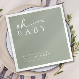 Oh Baby Sage Groen Minimalistisch Baby shower Servet
