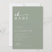 Oh Baby Sage Groen Minimalistisch Script Baby show Kaart (Voorkant)