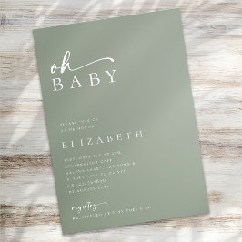 Oh Baby Sage Groen Minimalistisch Script Baby show Kaart