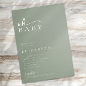 Oh Baby Sage Groen Minimalistisch Script Baby show Kaart