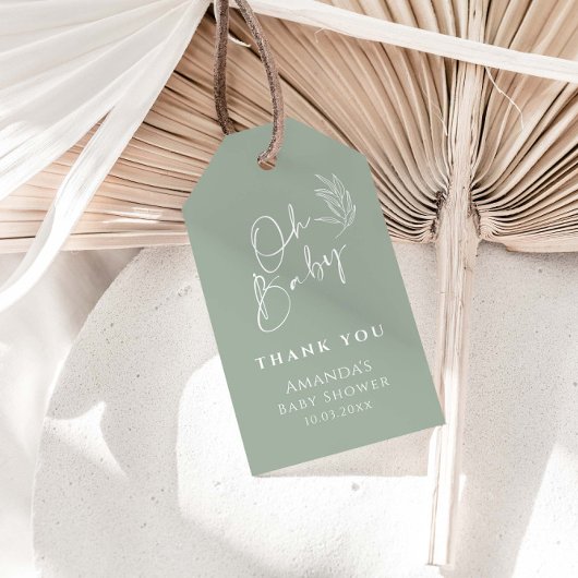 Oh Baby Sage Groen Modern Baby shower Dank u Cadeaulabel