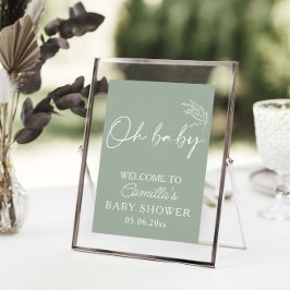 Oh Baby Sage Groen Modern Baby shower Poster