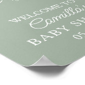 Oh Baby Sage Groen Modern Baby shower Poster (Hoek)