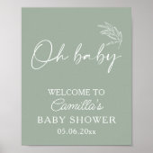 Oh Baby Sage Groen Modern Baby shower Poster (Voorkant)