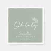 Oh Baby Sage Groen Modern Baby shower Servet (Voorkant)