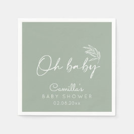 Oh Baby Sage Groen Modern Baby shower Servet