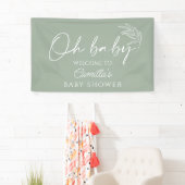 Oh Baby Sage Groen Neutraal Baby shower Welkom Spandoek (Insitu)