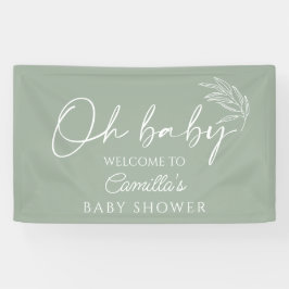 Oh Baby Sage Groen Neutraal Baby shower Welkom Spandoek