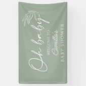 Oh Baby Sage Groen Neutraal Baby shower Welkom Spandoek (Verticaal)