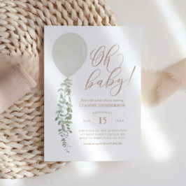 Oh Baby Sage Groene Ballon Eucalyptus Baby shower Kaart