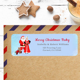 Oh Baby Santa & Mrs Claus Baby shower Adres Etiket