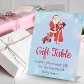 Oh Baby Santa & Mrs Claus Baby shower Cadeautafel Reclamebord Met Voetstuk