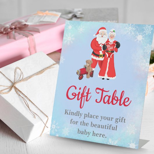Oh Baby Santa & Mrs Claus Baby shower Cadeautafel Reclamebord Met Voetstuk