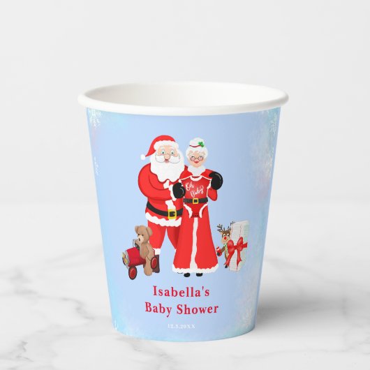 Oh Baby Santa & Mrs Claus Baby shower Papieren Bekers (Voorkant)