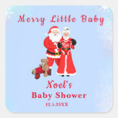 Oh Baby Santa & Mrs Claus Baby shower Vierkante Sticker (Voorkant)