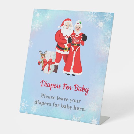 Oh Baby Santa & Mrs Claus Baby showers luiers Reclamebord Met Voetstuk (Voorkant)