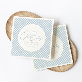 Oh baby schattig blauw gingham baby shower servet