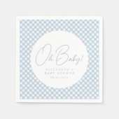Oh baby schattig blauw gingham baby shower servet (Voorkant)