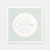 Oh baby schattig groen gingham baby shower servet (Voorkant)