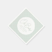 Oh baby schattig groen gingham baby shower servet (Hoek)