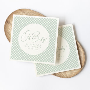 Oh baby schattig groen gingham baby shower servet