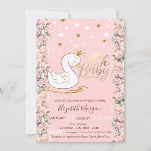 Oh Baby Schattige Baby Swan Crown Rozen Baby showe Kaart