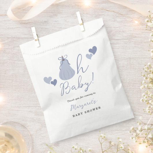 Oh Baby Schattige Blue Pumpkin Bow Boy Baby shower Bedankzakje (Geknipt)