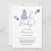 Oh Baby Schattige Blue Pumpkin Bow Boy Baby shower Kaart (Voorkant)