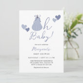 Oh Baby Schattige Blue Pumpkin Bow Boy Baby shower Kaart (Staand voorkant)