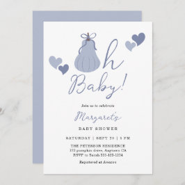 Oh Baby Schattige Blue Pumpkin Bow Boy Baby shower Kaart