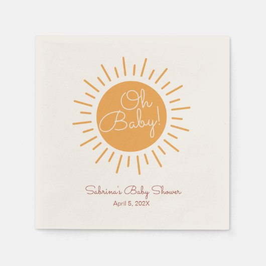 Oh Baby schattige boho zonnezon baby shower Servet (Voorkant)