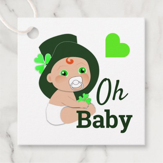Oh Baby Schattige Iers Baby shower Bedankjes Labels (Voorkant)
