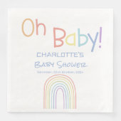 Oh Baby! Schattige kleurrijk regenboog Baby shower Servet (Voorkant)